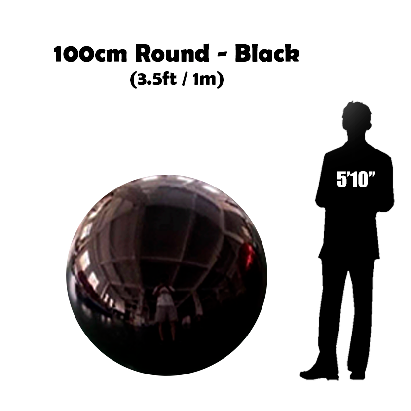 100 cm Big Black ball beside 5'10 guy silhouette 