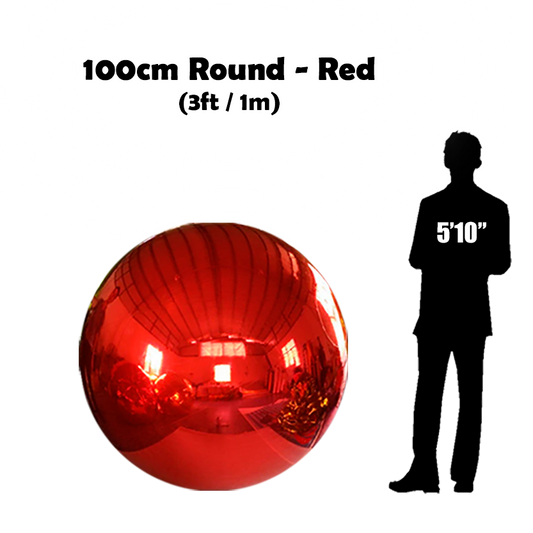 100cm Big red ball beside 5'10 guy silhouette 