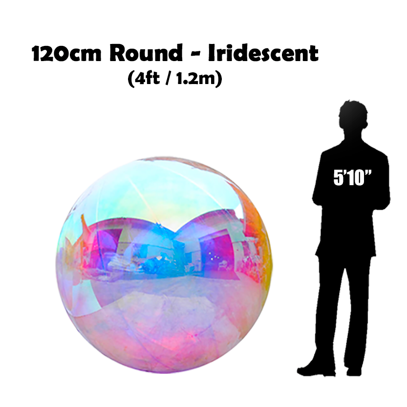 120cm Big iridescent ball beside 5'10 guy silhouette 