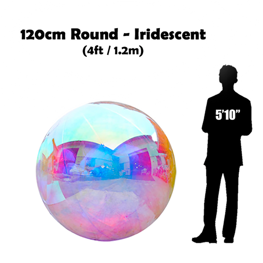 120cm Big iridescent ball beside 5'10 guy silhouette 
