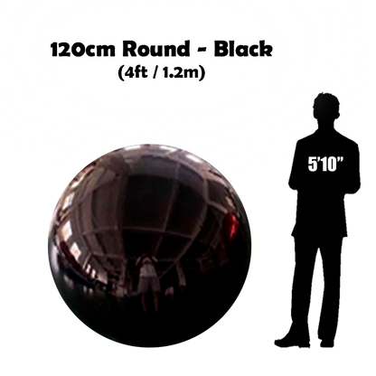 120 cm Big Black ball beside 5'10 guy silhouette 