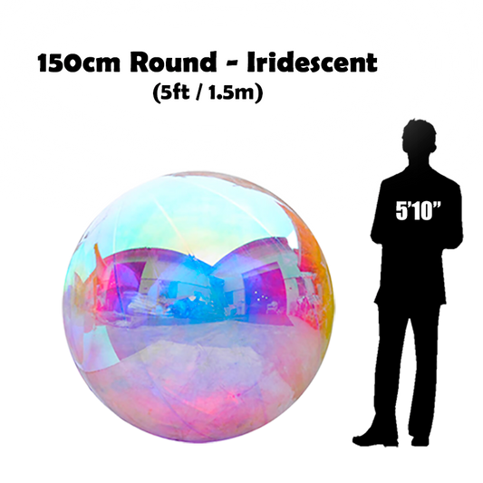 150cm Big iridescent ball beside 5'10 guy silhouette 