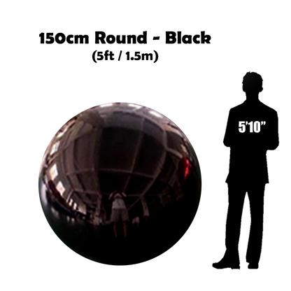 150 cm Big Black ball beside 5'10 guy silhouette 