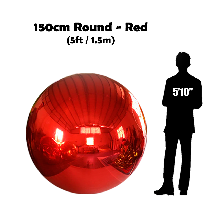 150cm Big red ball beside 5'10 guy silhouette 