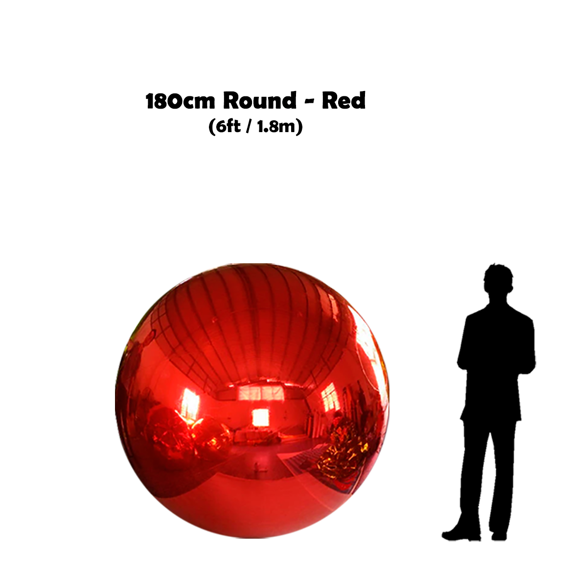 180cm Big red ball beside 5'10 guy silhouette 