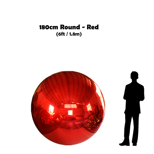 180cm Big red ball beside 5'10 guy silhouette 