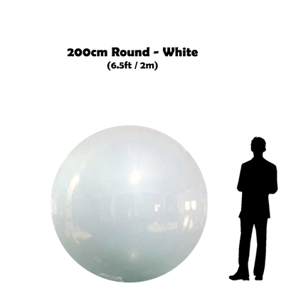 200  cm Big White ball beside 5'10 guy silhouette 