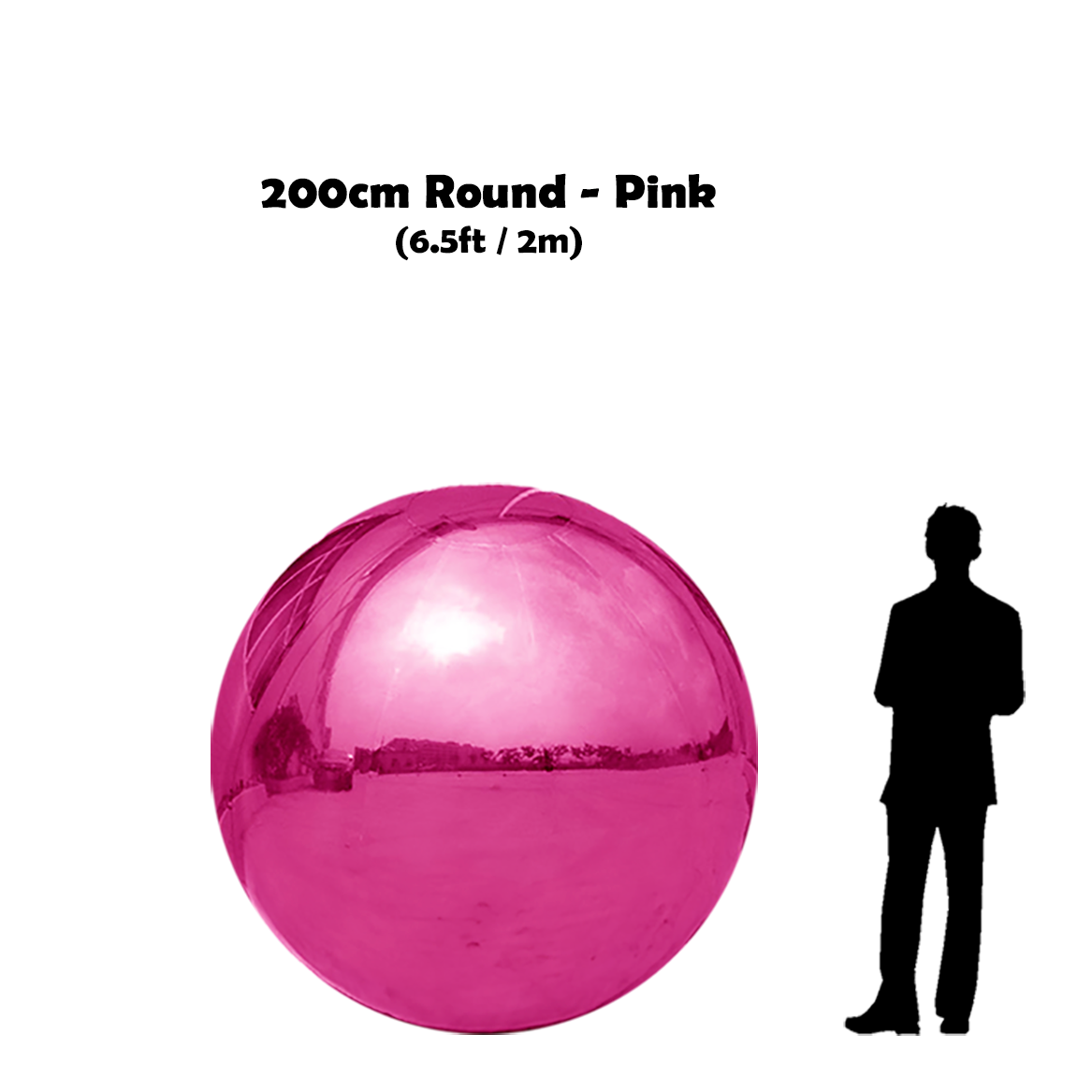 200 cm Big Pink ball beside 5'10 guy silhouette 
