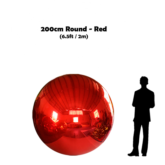 200cm Big red ball beside 5'10 guy silhouette 