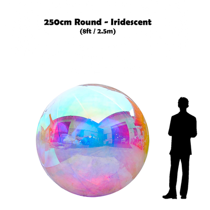 250cm Big iridescent ball beside 5'10 guy silhouette 