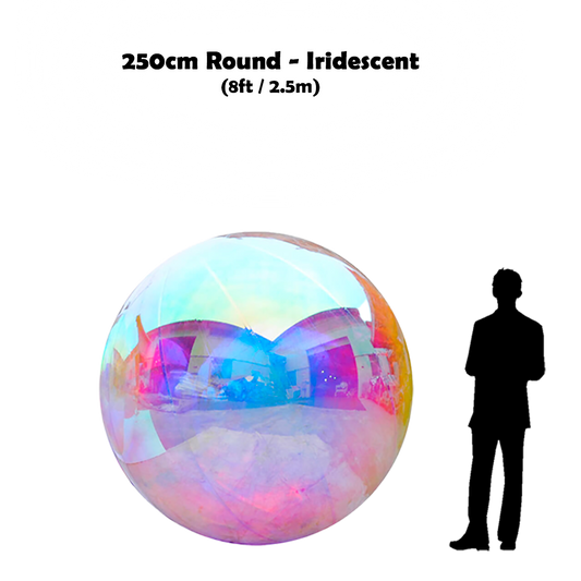 250cm Big iridescent ball beside 5'10 guy silhouette 