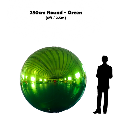 250cm Big Green ball beside 5'10 guy silhouette 