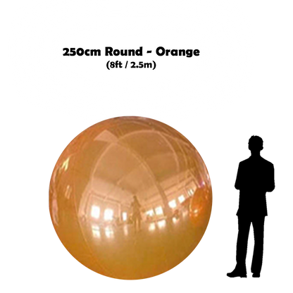 250 cm Big orange ball beside 5'10 guy silhouette 