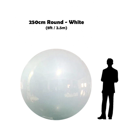 250  cm Big White ball beside 5'10 guy silhouette 