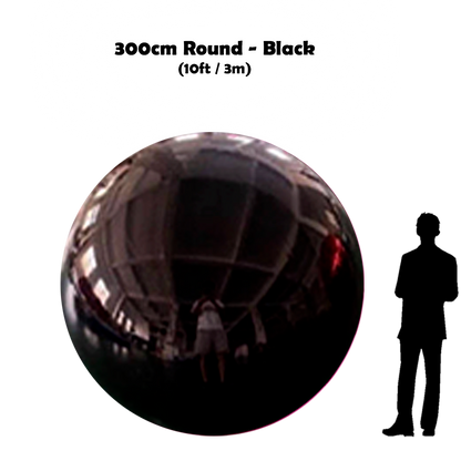 300cm Big Black ball beside 5'10 guy silhouette 