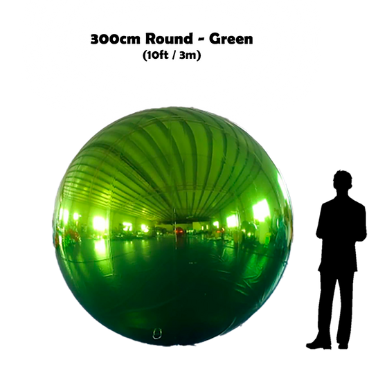 300cm Big Green ball beside 5'10 guy silhouette 
