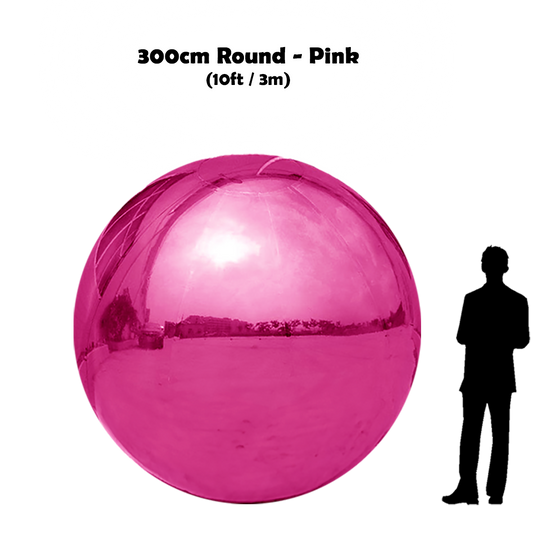 300 cm Big Pink ball beside 5'10 guy silhouette 