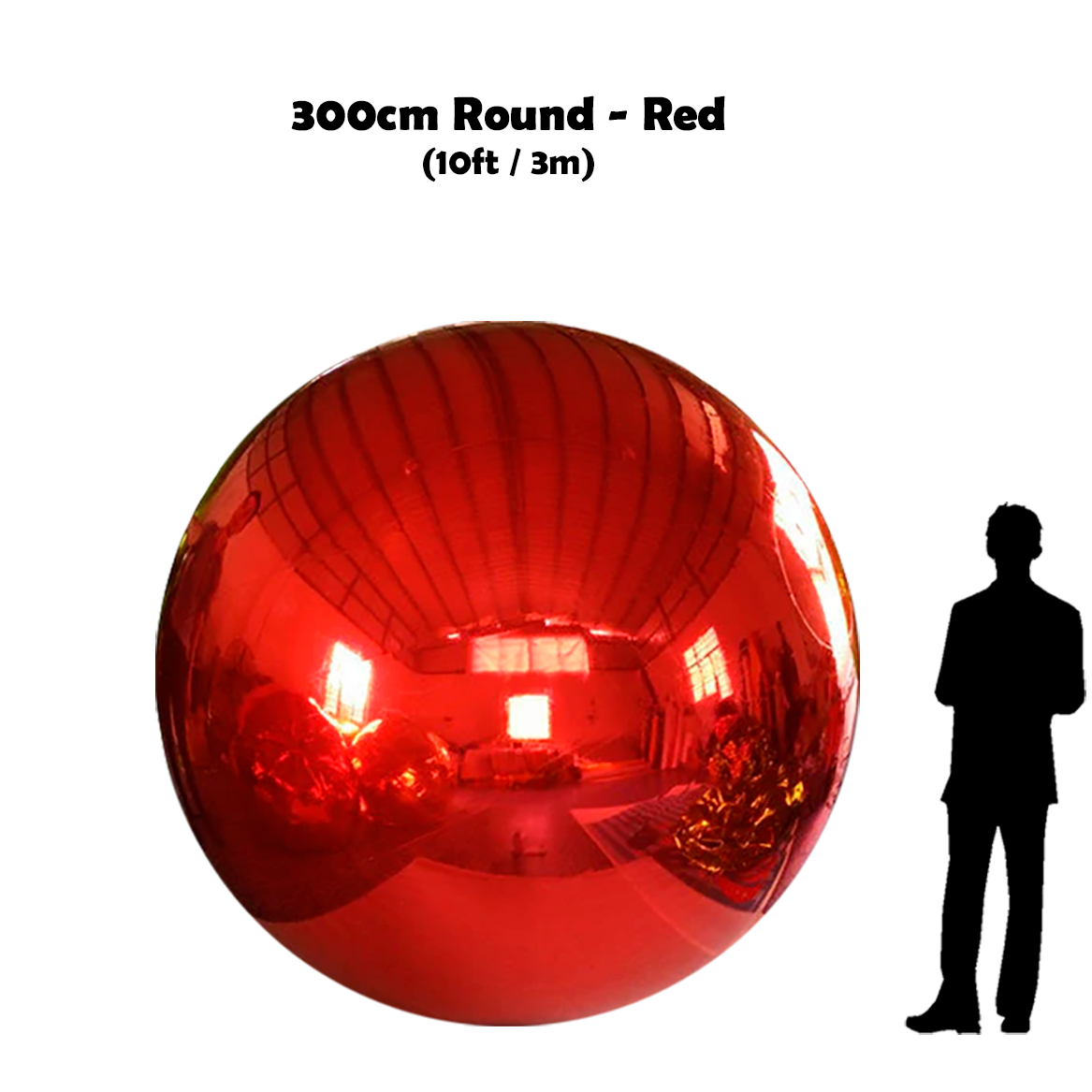300cm Big red ball beside 5'10 guy silhouette 