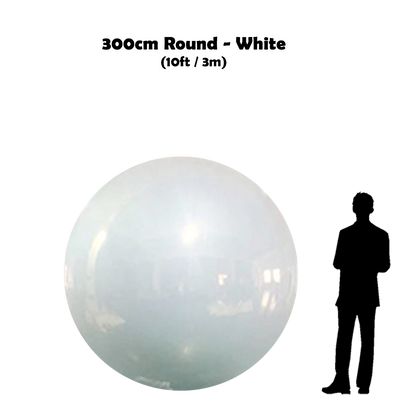 300  cm Big White ball beside 5'10 guy silhouette 