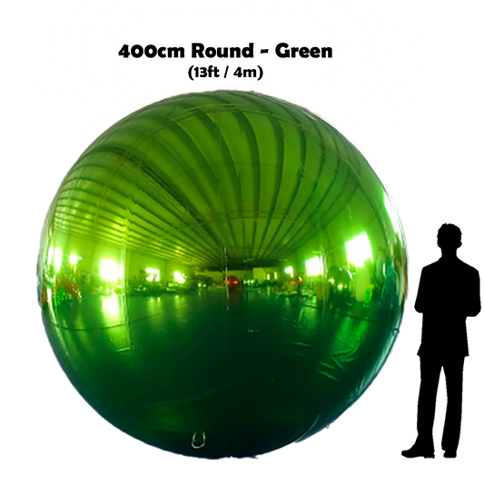 400cm Big Green ball beside 5'10 guy silhouette 