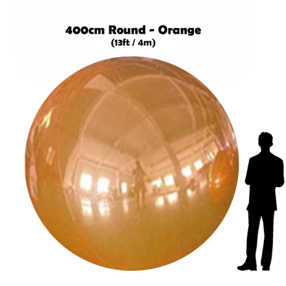 400 cm Big orange ball beside 5'10 guy silhouette 