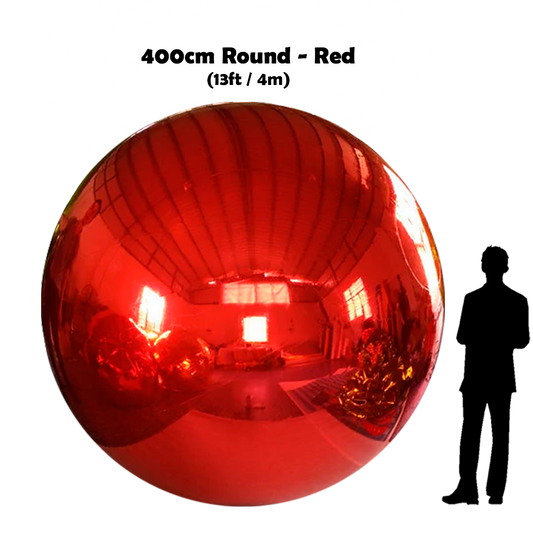 400cm Big red ball beside 5'10 guy silhouette 
