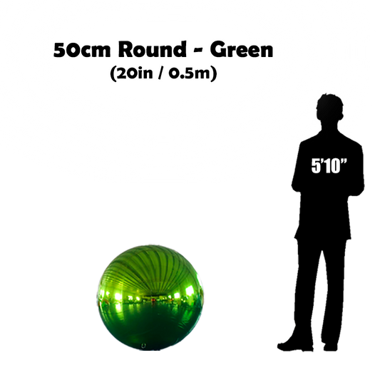 250cm Big Green ball beside 5'10 guy silhouette 