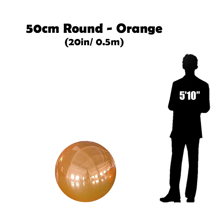50 cm Big Orange ball beside 5'10 guy silhouette 