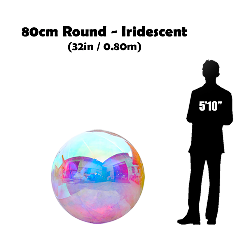 80cm Big iridescent ball beside 5'10 guy silhouette 