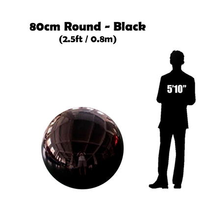 80 cm Big Black ball beside 5'10 guy silhouette 