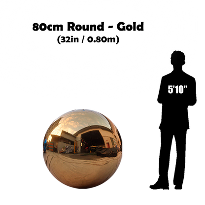 80cm Big gold ball beside 5'10 guy silhouette 