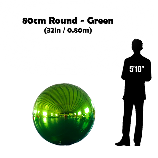 80cm Big Green ball beside 5'10 guy silhouette 