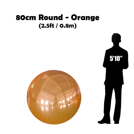 80 cm Big Orange ball beside 5'10 guy silhouette 