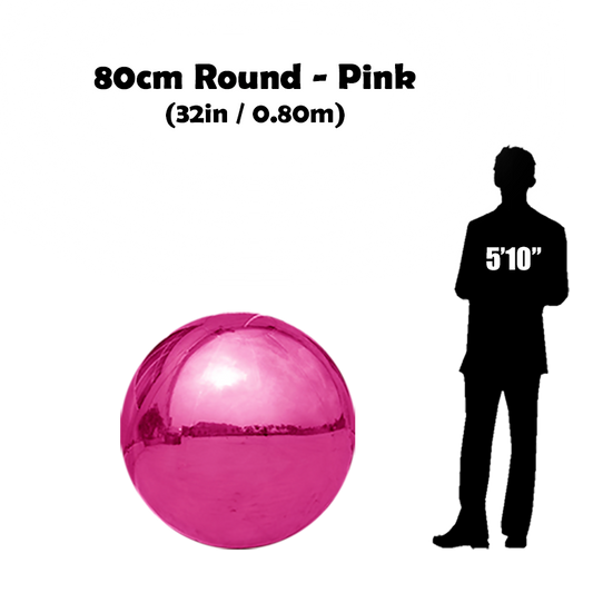 80 cm Big Pink ball beside 5'10 guy silhouette 